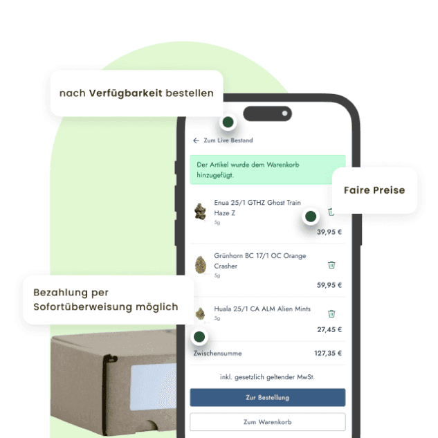 Darstellung der Online-Bestellung per Smartphone bei Blütenwerk Durlach